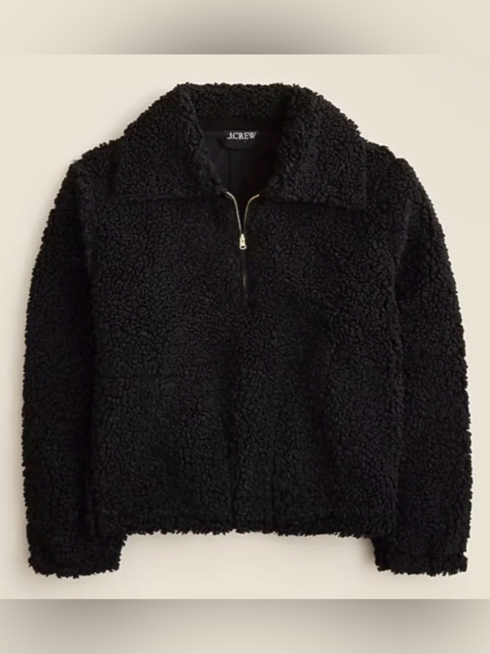 Worn Once: J Crew Sherpa Fleece Half-Zip Pullover w/ waist cinch pulls, sz. Sm